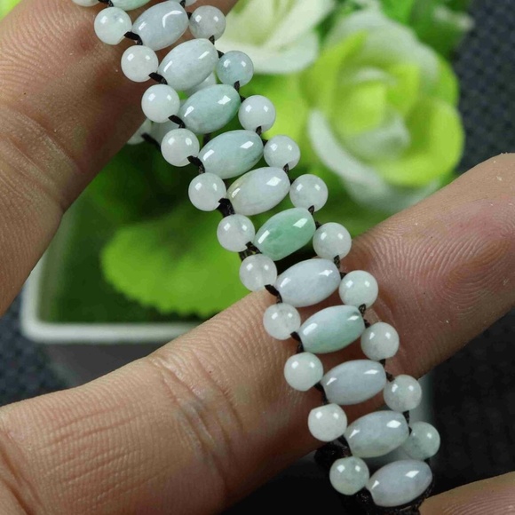 Cert'd Green 100% Natural A Jade Jadeite Hand-knitted Bracelet Luck Bead - Picture 2 of 7